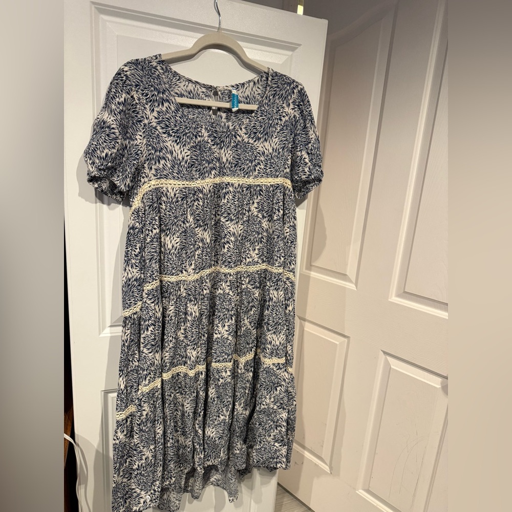 Sundance Blue and Cream Midi Dress